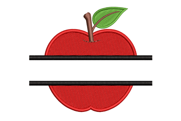 Back to School Split Red Apple: A Hand-Drawn Embroidery Design for Thoughtful Gifts