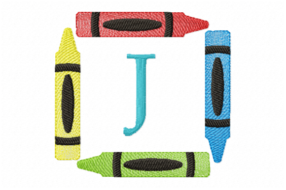Crayons Frame Monogram Letter J