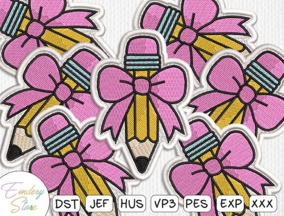 School Supplies Patch Embroidery File