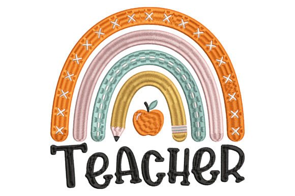 Teacher Rainbow Embroidery
