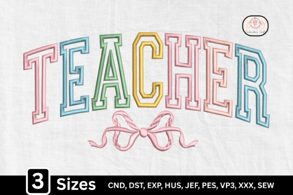 Varsity Teacher Bow Embroidery Design